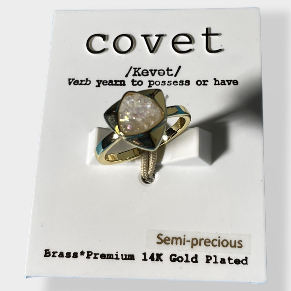 Covet Semi Precious Brass 14K‎ Gold Plated Stone Ring Size 7